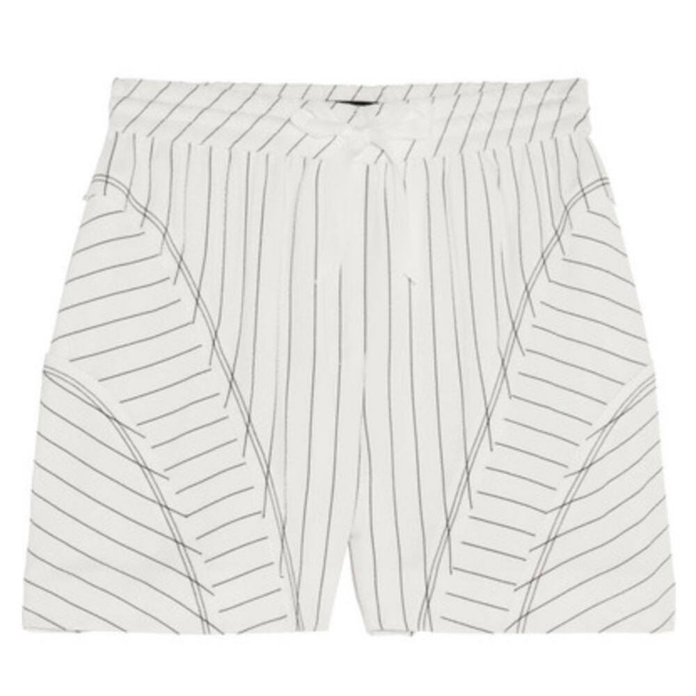 Alexander Wang Pinstripe White Black Shorts Casual Raw Hem Drawstring EUC 4